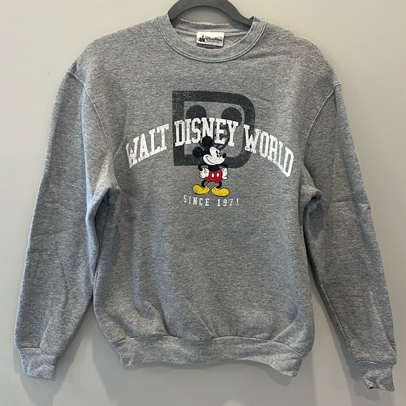 Disney World Parks Authentic Crew Neck Sweater, Grey, Size S - Picture 1 of 5